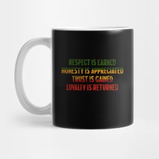 Motivational, Respect is Earned, Rasta Colors Mug